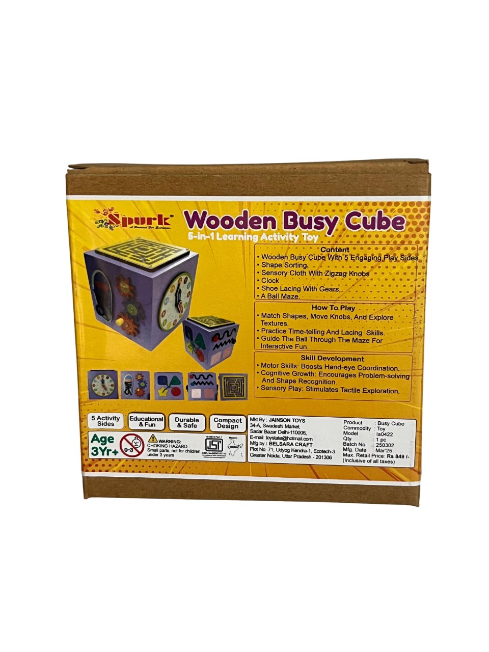 Wooden Busy Cube 5 in 1 Learning Activity Toy" — simple, engaging, and perfect