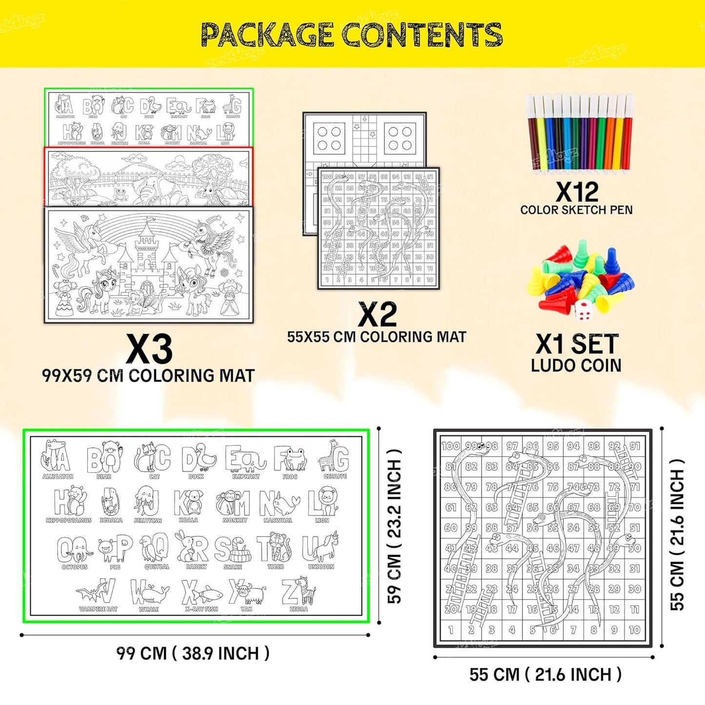5-in-1 Reusable & Washable Coloring Mat for Kids | DIY Sketch & Drawing Art & Craft Set | Non-Toxic, Easy Clean | Pack of 5 | Perfect Gift for Boys & Girls | ToyBuddy.in