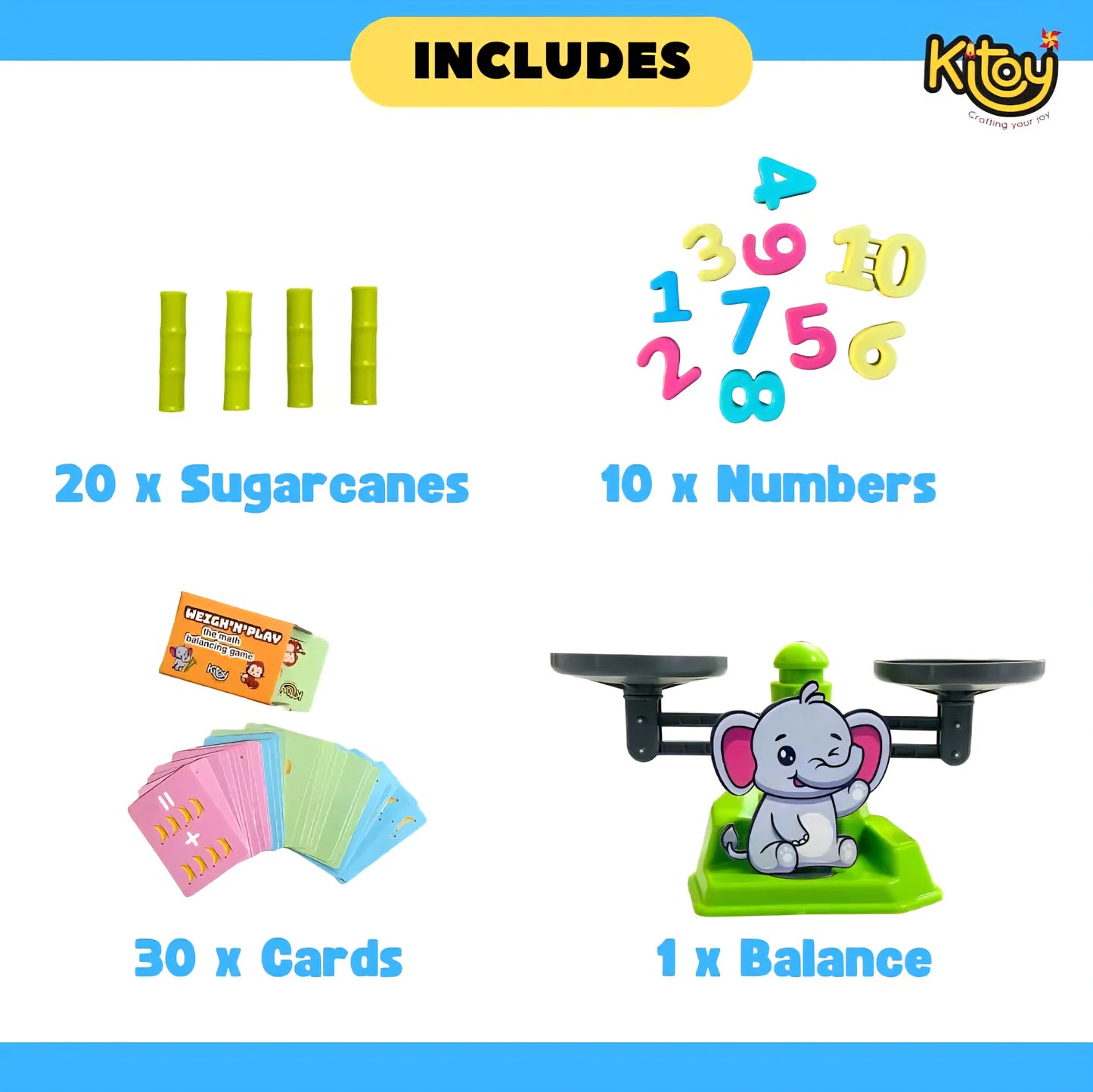 Kitoy Weigh N Play – Elephant Math Balance Game for Kids 4+ (Sold by ToyBuddy)