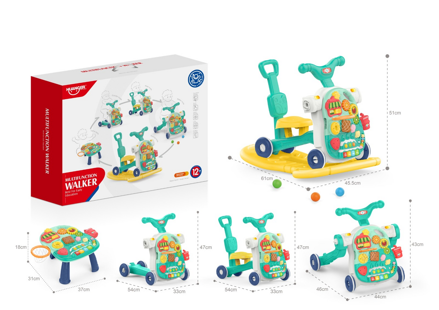 5-in-1 Multi-Functional Baby Walker – Activity, Ride-On & Learning Center