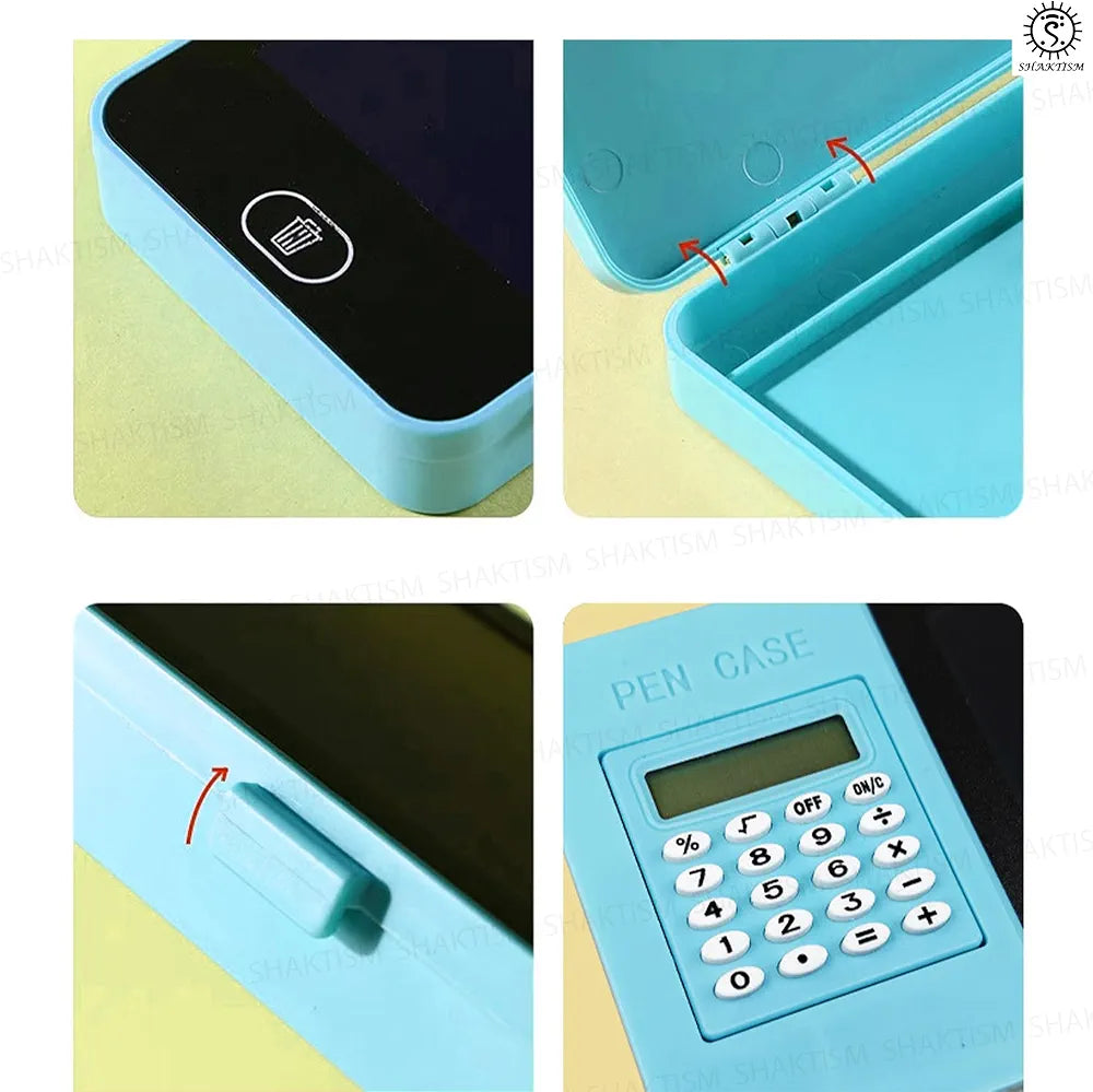 LCD Writing Tablet Pencil Box – Smart Case with Drawing Board & Calculator