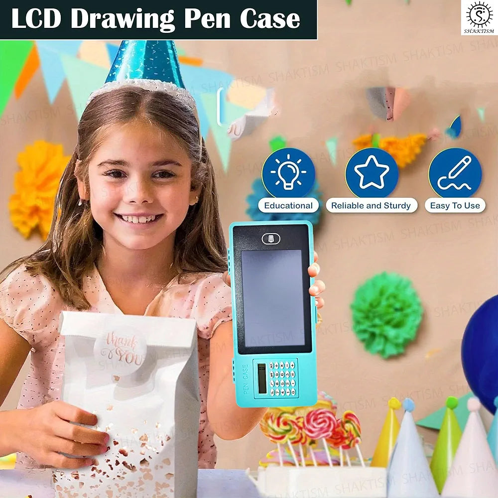 LCD Writing Tablet Pencil Box – Smart Case with Drawing Board & Calculator