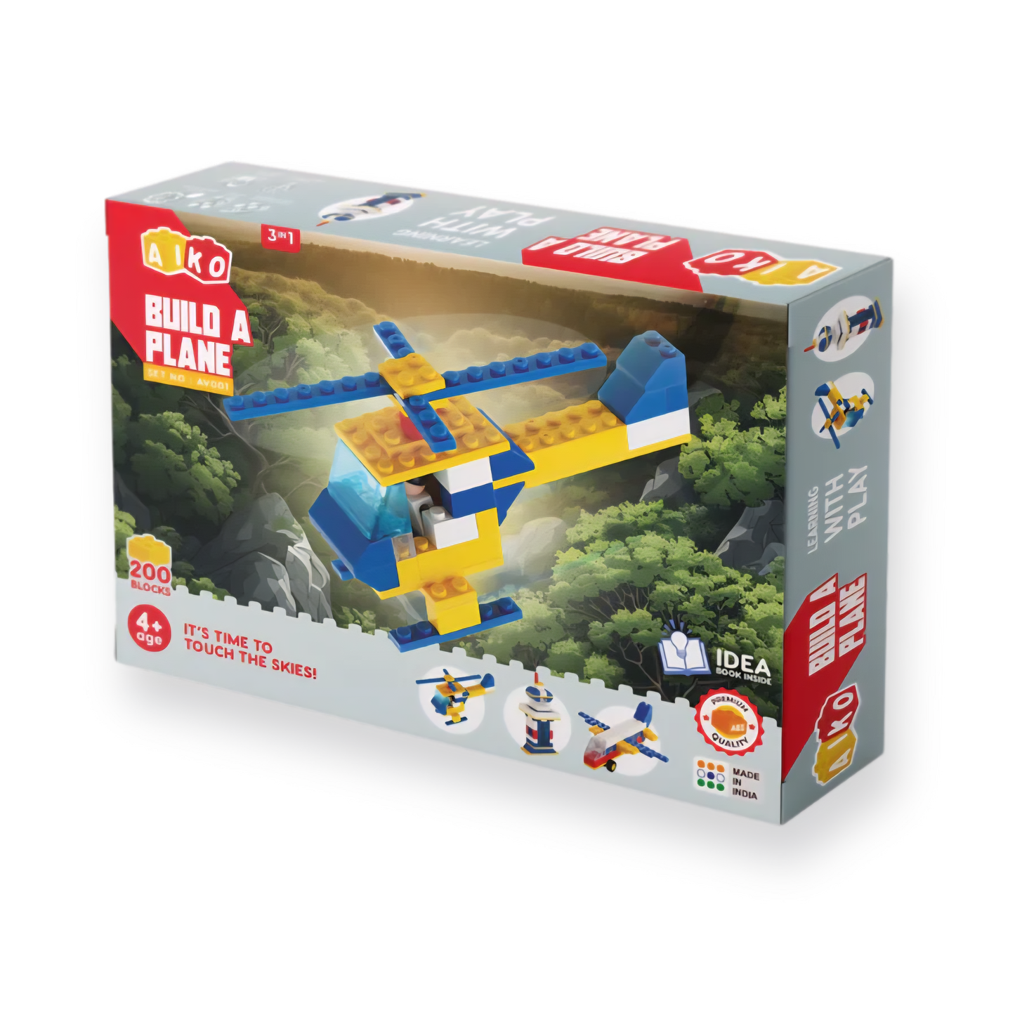Build-a-Plane Block Set – 200-Piece DIY Aircraft Construction Kit | Build Planes, Helicopters & Control Towers