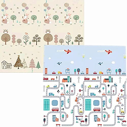 Extra Large Reversible Baby Play Mat – Foldable, BPA-Free Learning & Crawling Mat (6.5 x 5 ft) | Multicolor | 0.6 cm Thickness