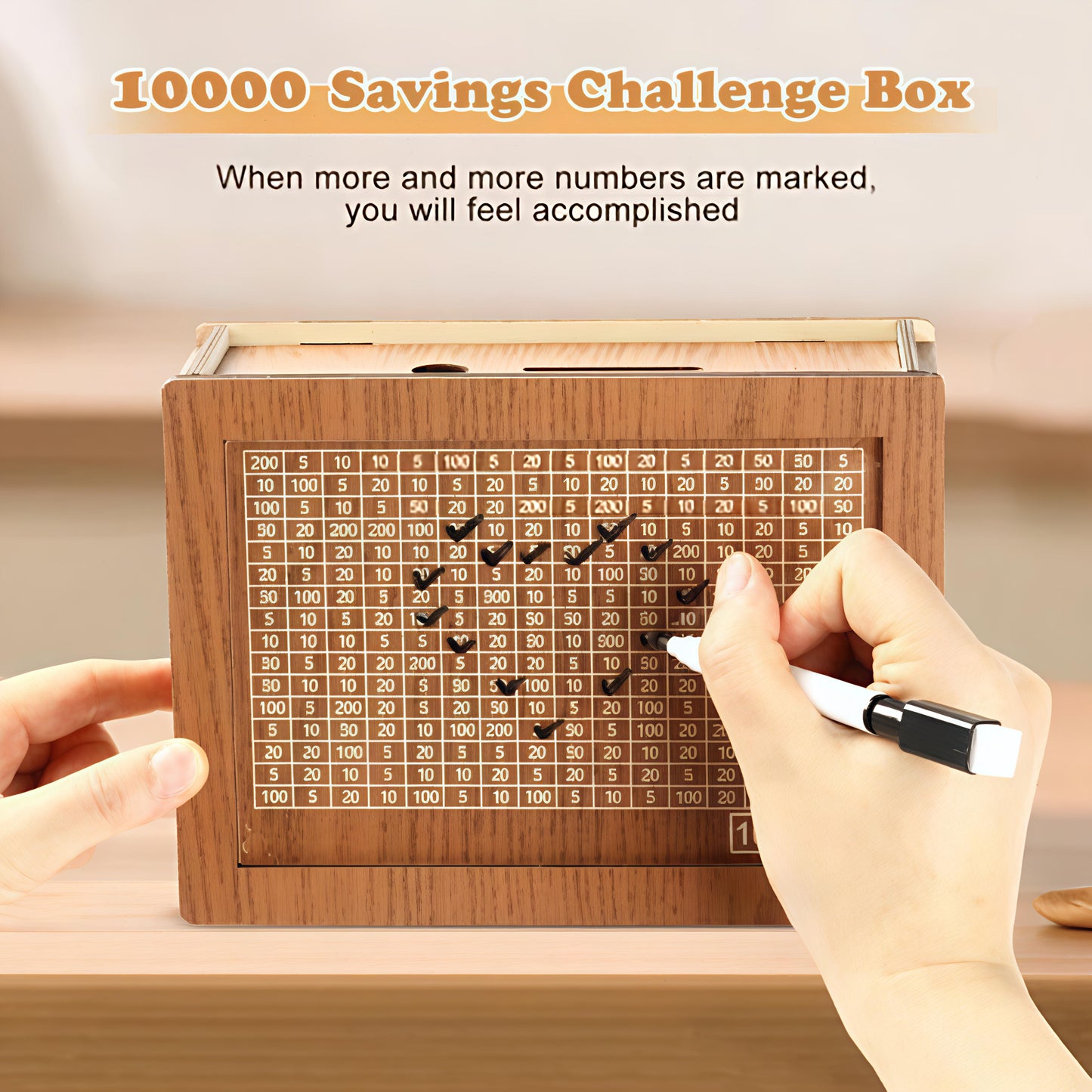Wooden Piggy Bank with ₹1,00,000 Goal Tracker – Smart Saving Box for Kids & Adults