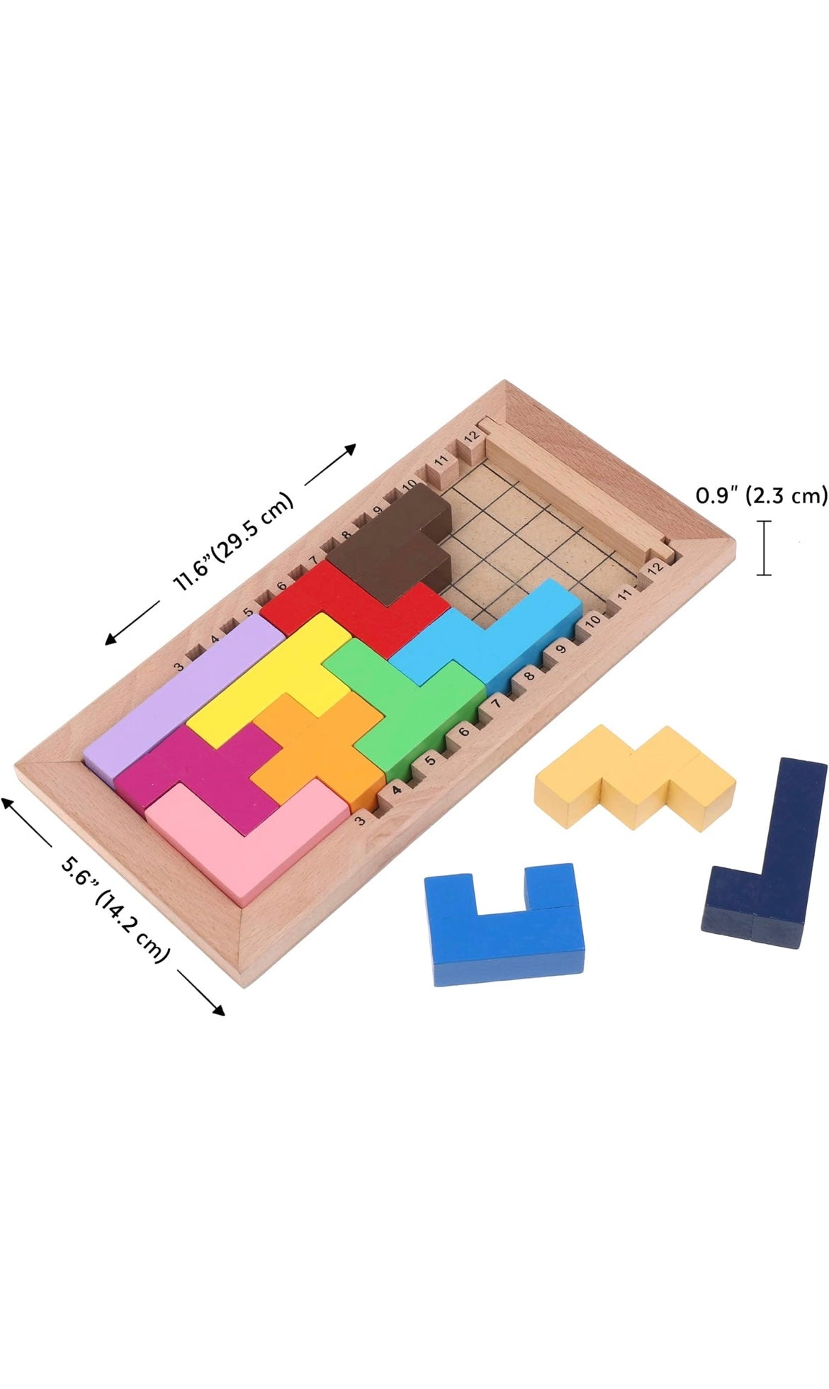 Wooden Tetris Puzzle – Colorful Brain Teaser Toy for Kids | Fun Shape Matching & Logic Game (Ages 3+)