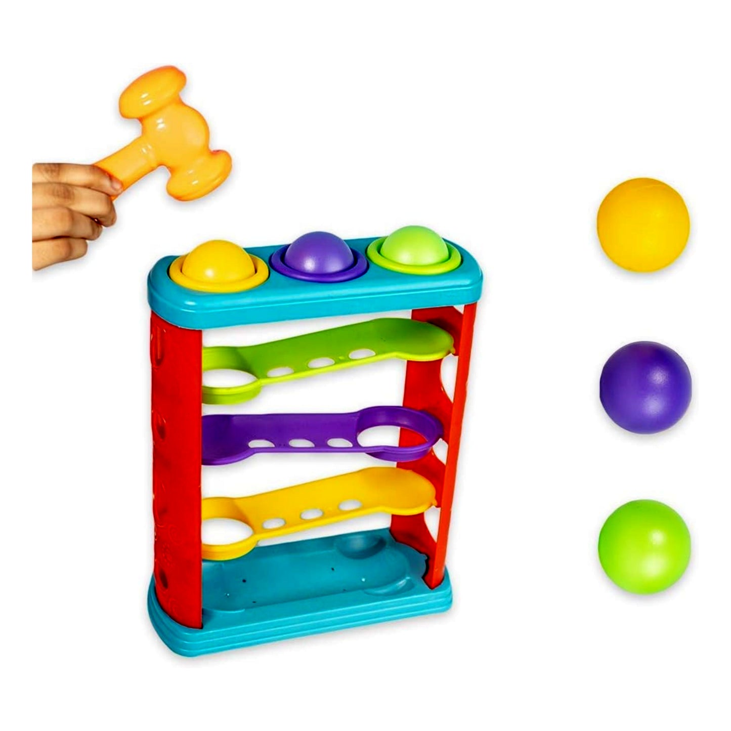 Ratna's 3-in-1 Infants Gift Set – Hammer Ball, Rattle & Nursery Cube | Montessori Learning Toys for Babies & Toddlers (Sold by ToyBuddy)