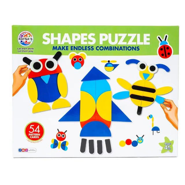 Shape Puzzle with 54 Pattern Cards – Endless Combinations for Creative Learning (Age 4+)