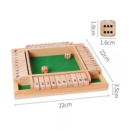 Wooden Shut The Box Dice Game – 4 Player Strategy & Thinking Game for Kids & Family