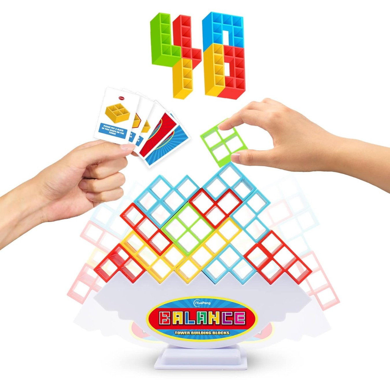 Tetra Tower Stack Game – 32 Blocks & 22-Card Challenge Set for Kids