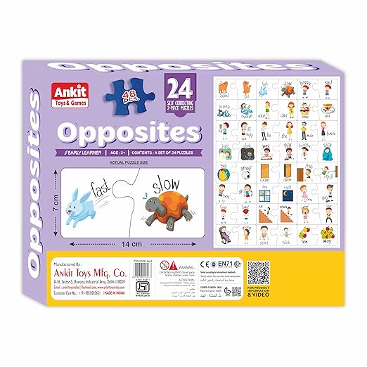 Early Learner Opposites Puzzle – 24 Self-Correcting 2-Piece Match Cards