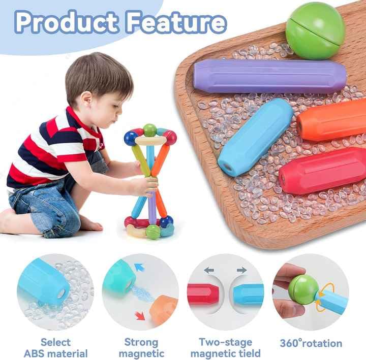 Magnetic Sticks Building Blocks for Kids(64 pcs) – STEM Educational Construction Toy for Creativity & Brain Development