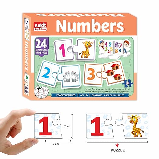 Number Puzzle – 24 Self-Correcting 2-Piece Puzzles for Kids