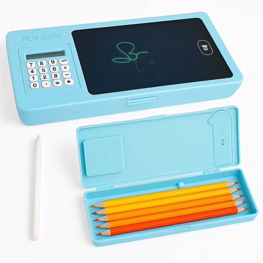 LCD Writing Tablet Pencil Box – Smart Case with Drawing Board & Calculator