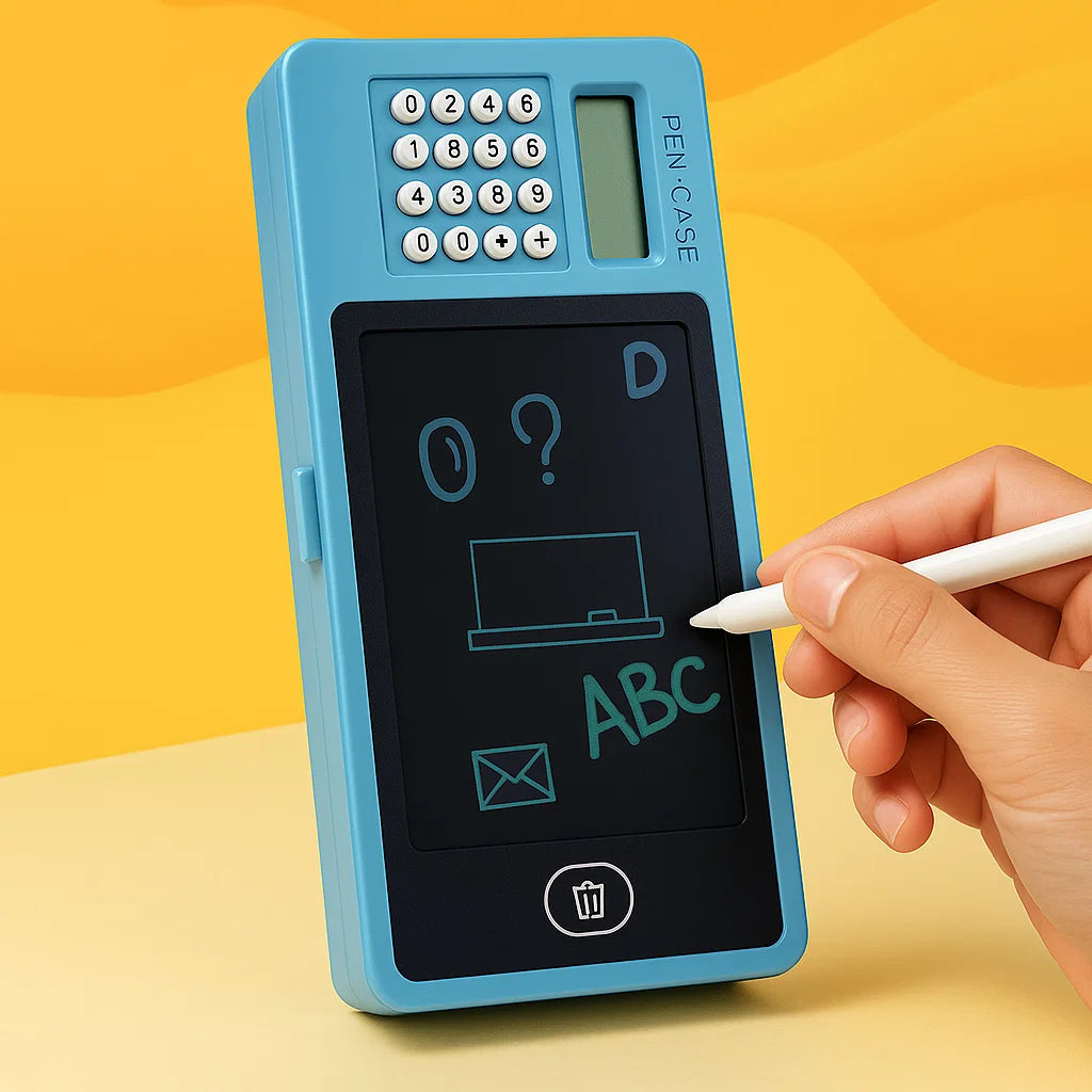 LCD Writing Tablet Pencil Box – Smart Case with Drawing Board & Calculator