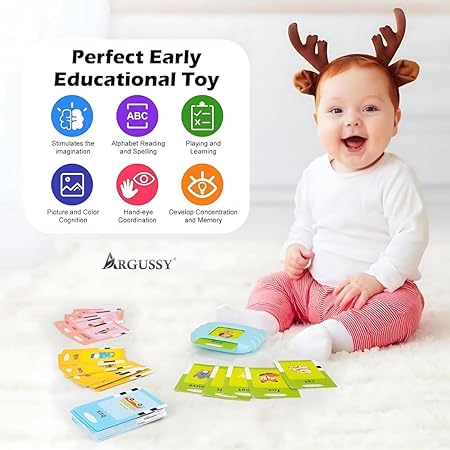 Talking Flash Cards – 200+ Words | Interactive Learning Toy for Kids 3–5 Years | Visual + Audio Speech Development