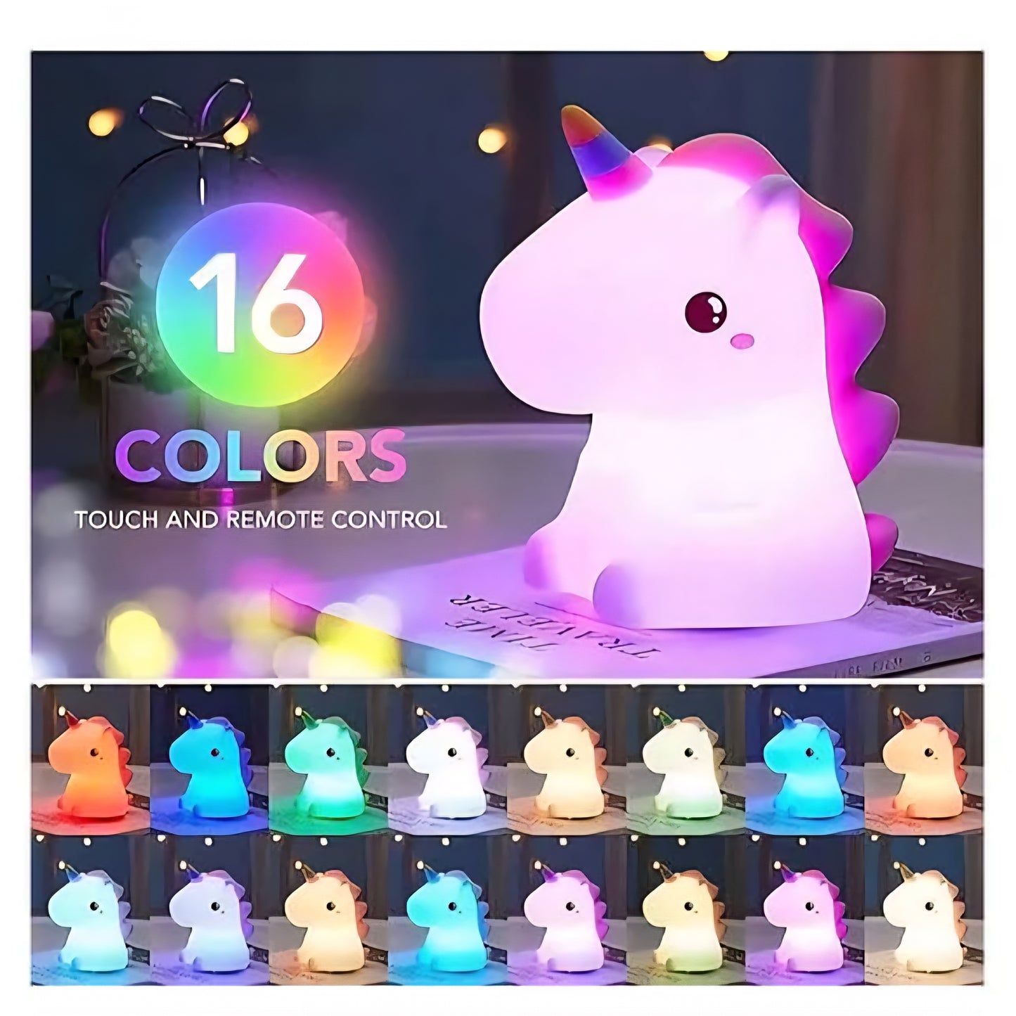Unicorn Squishy Night Light – 3-Level Dimmable LED Lamp for Kids