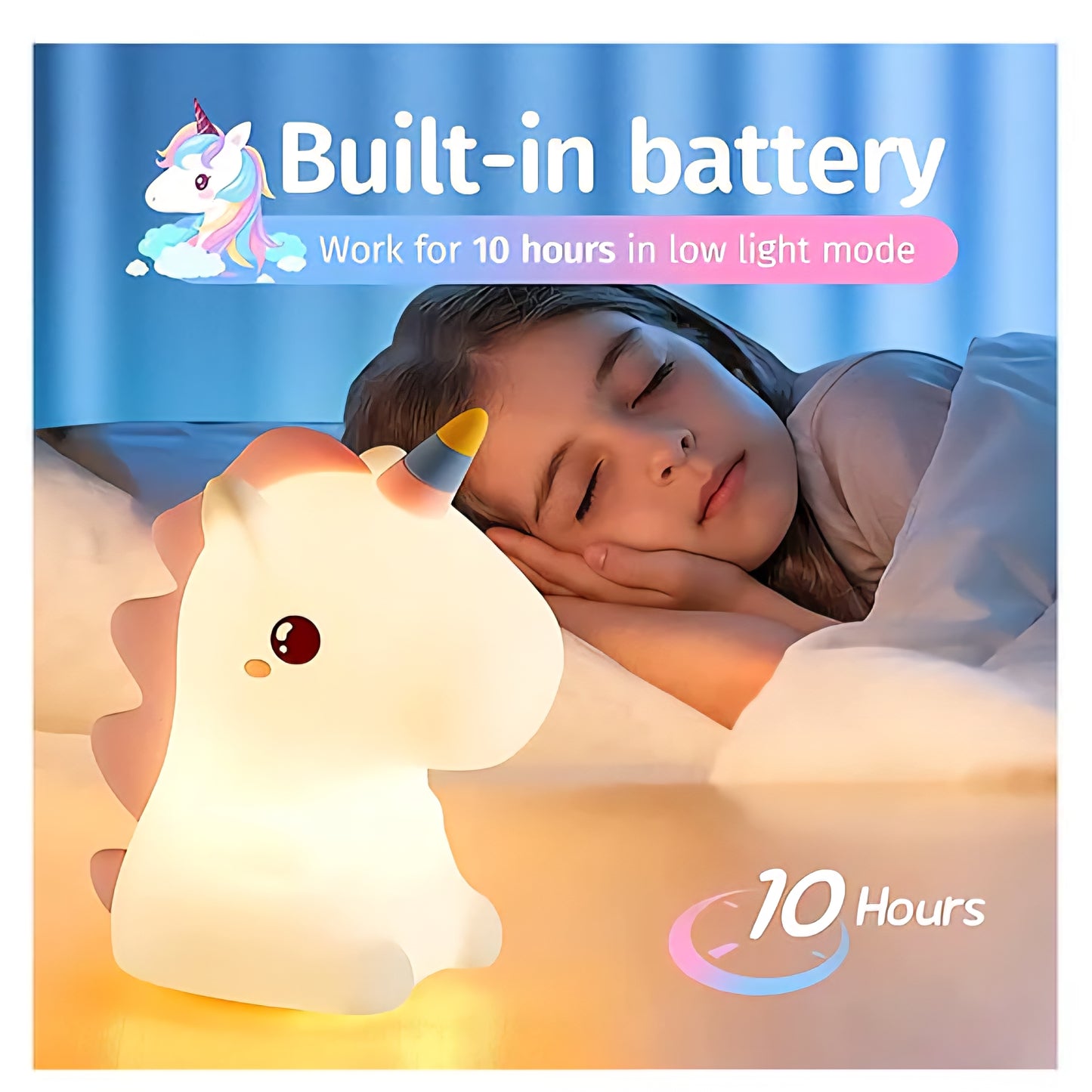Unicorn Squishy Night Light – 3-Level Dimmable LED Lamp for Kids
