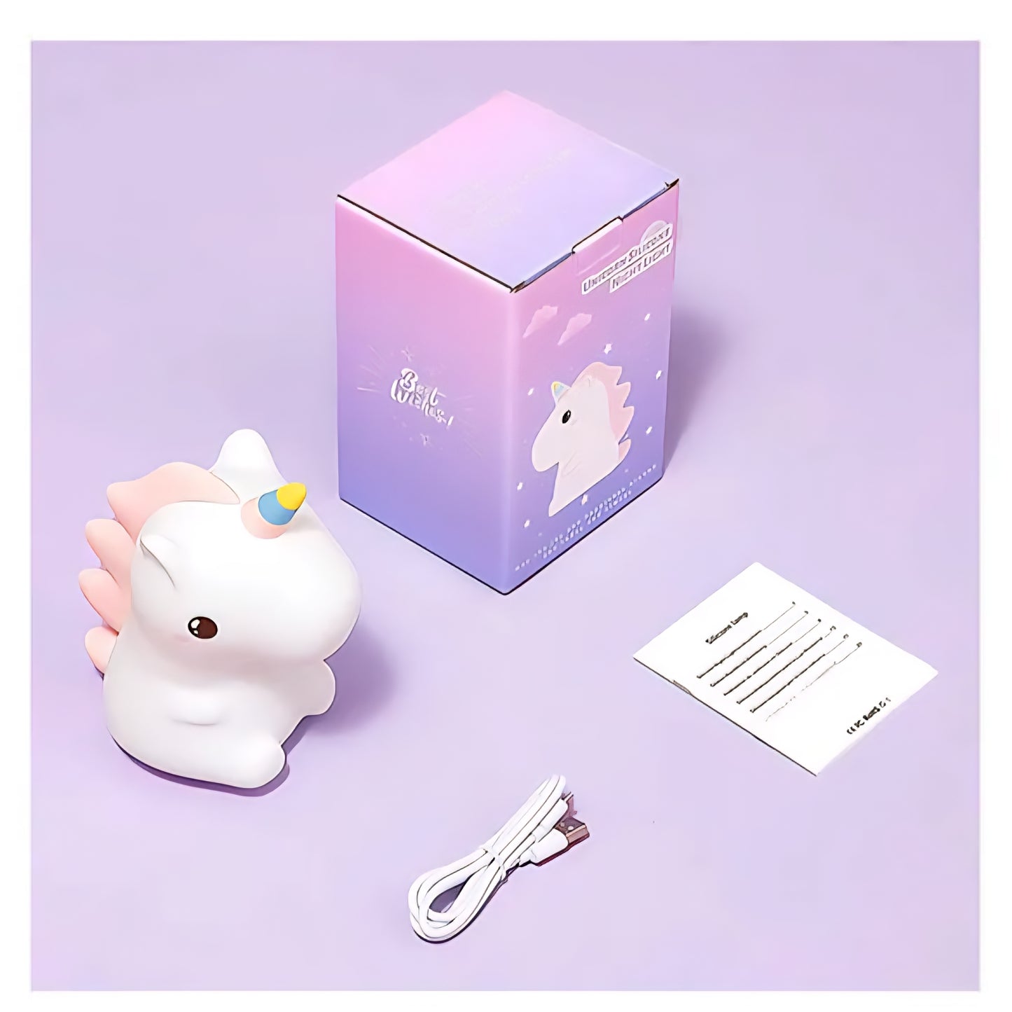 Unicorn Squishy Night Light – 3-Level Dimmable LED Lamp for Kids