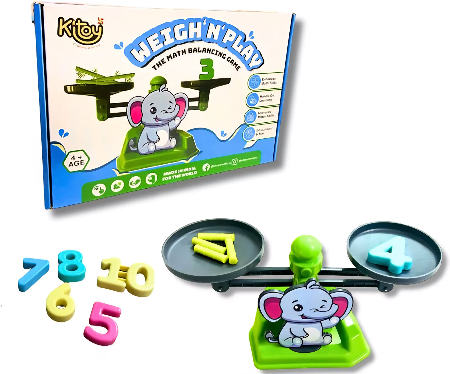 Kitoy Weigh N Play – Elephant Math Balance Game for Kids 4+ (Sold by ToyBuddy)