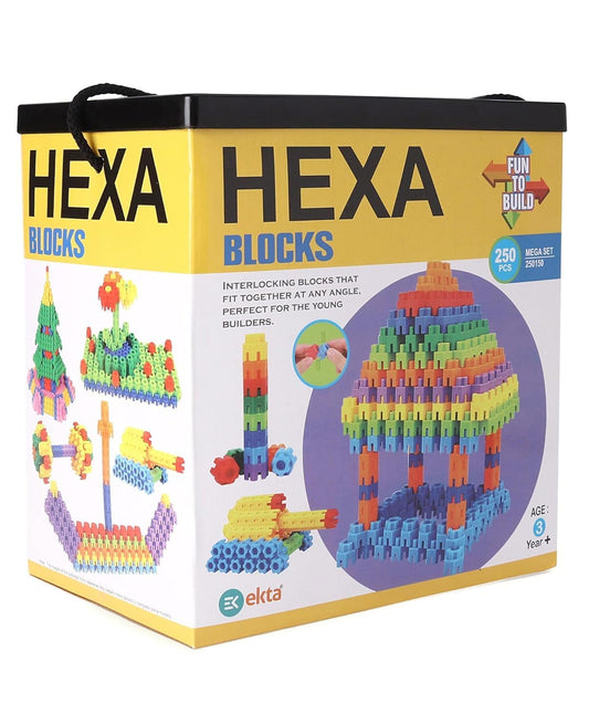 ToyBuddy Hexa Blocks Mega Set – 250 Small Building Pieces with Wheels for Kids (ABS Plastic, Educational & Creative STEM Toy)