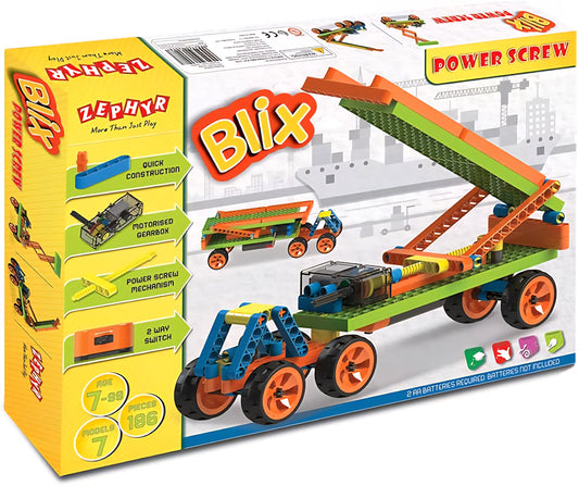 BLIX Power Screw – Robotics & STEM Building Kit for Kids (7-in-1 Motorized Models)