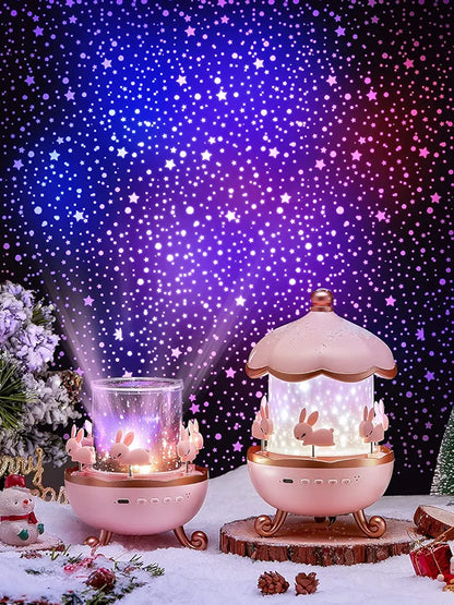 ToyBuddy 6-in-1 Star Light Projector – Rotating Rabbit Night Lamp with 6 Films & 5 Color Modes | USB Rechargeable Gift for Kids