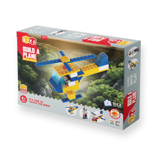 Build-a-Plane Block Set – 200-Piece DIY Aircraft Construction Kit | Build Planes, Helicopters & Control Towers