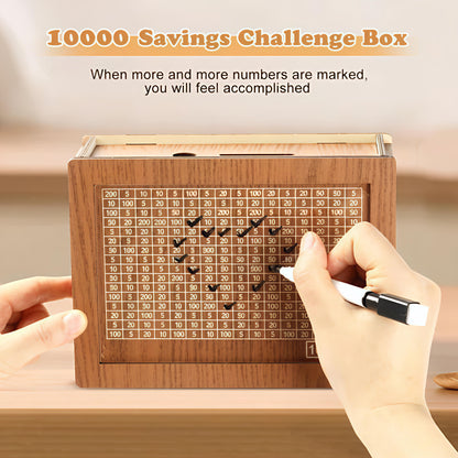Wooden Piggy Bank with ₹1,00,000 Goal Tracker – Smart Saving Box for Kids & Adults
