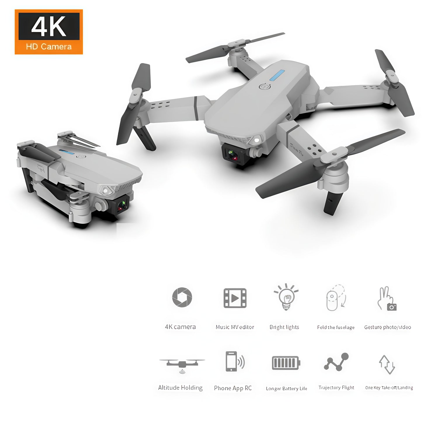 Foldable 4K Mini Drone with Dual Camera, WiFi FPV & Altitude Hold – Perfect Gift for Boys & Beginners