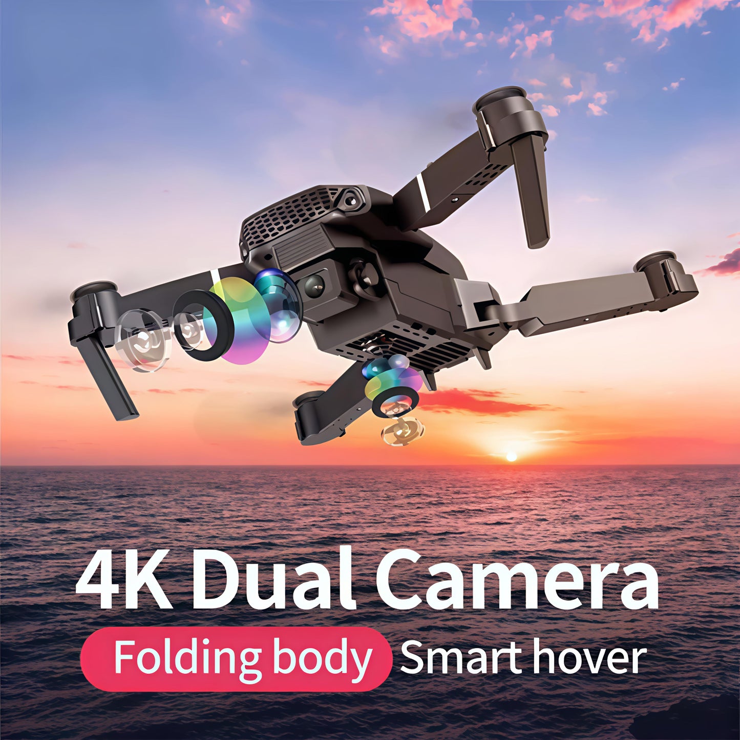Foldable 4K Mini Drone with Dual Camera, WiFi FPV & Altitude Hold – Perfect Gift for Boys & Beginners