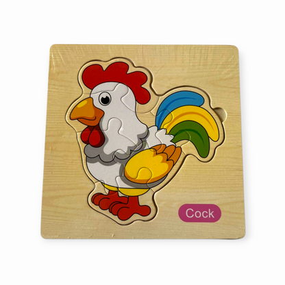 Brainy Blocks™ Wooden Puzzle (Duck , Panda , Cow , Cock , Elephant) – Boost Skills While They Play!