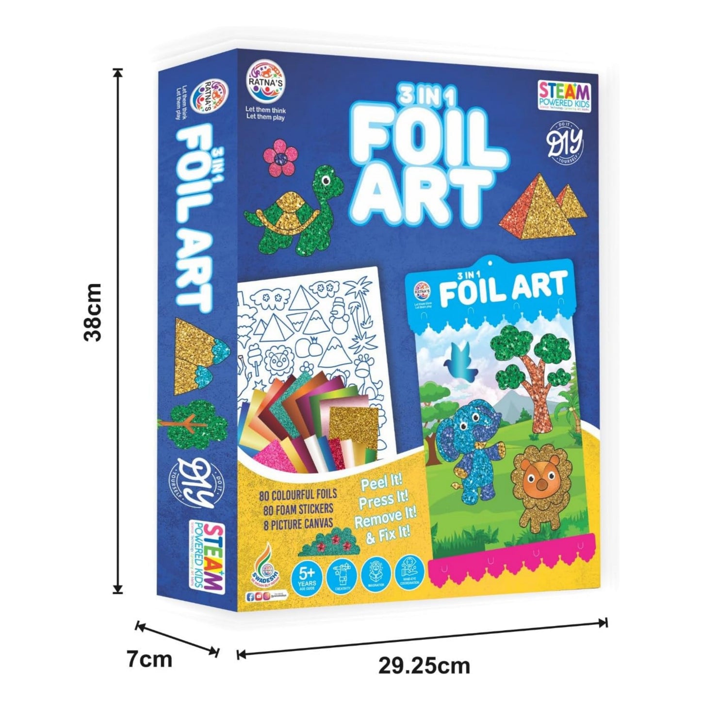 3-in-1 Foil Art DIY Kit by ToyBuddy – STEAM Craft Fun for Ages 5+