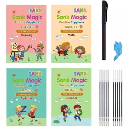 Magic Practice Copybook Set – Reusable Handwriting & Tracing Fun for Ages 2–5 (4 Books + Refills + Pen)