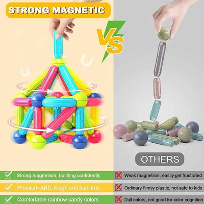 Magnetic Sticks Building Blocks for Kids(64 pcs) – STEM Educational Construction Toy for Creativity & Brain Development