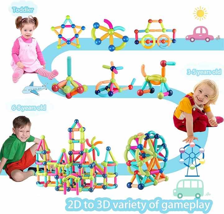 Magnetic Sticks Building Blocks for Kids(64 pcs) – STEM Educational Construction Toy for Creativity & Brain Development