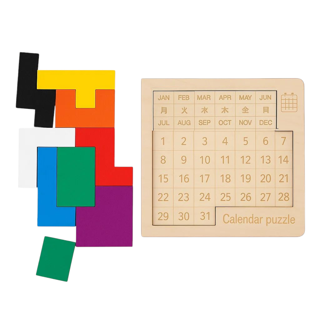 Wooden Calendar Puzzle – Learn Dates & Months with Fun Daily Play | Educational Toy for Kids 3+