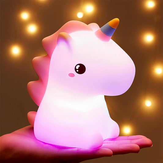 Unicorn Squishy Night Light – 3-Level Dimmable LED Lamp for Kids