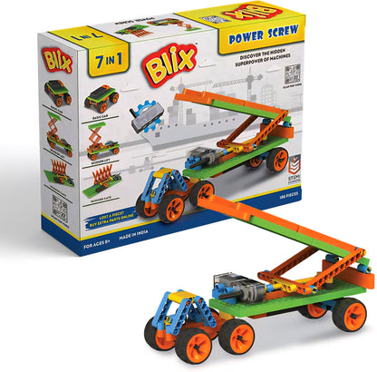 BLIX Power Screw – Robotics & STEM Building Kit for Kids (7-in-1 Motorized Models)